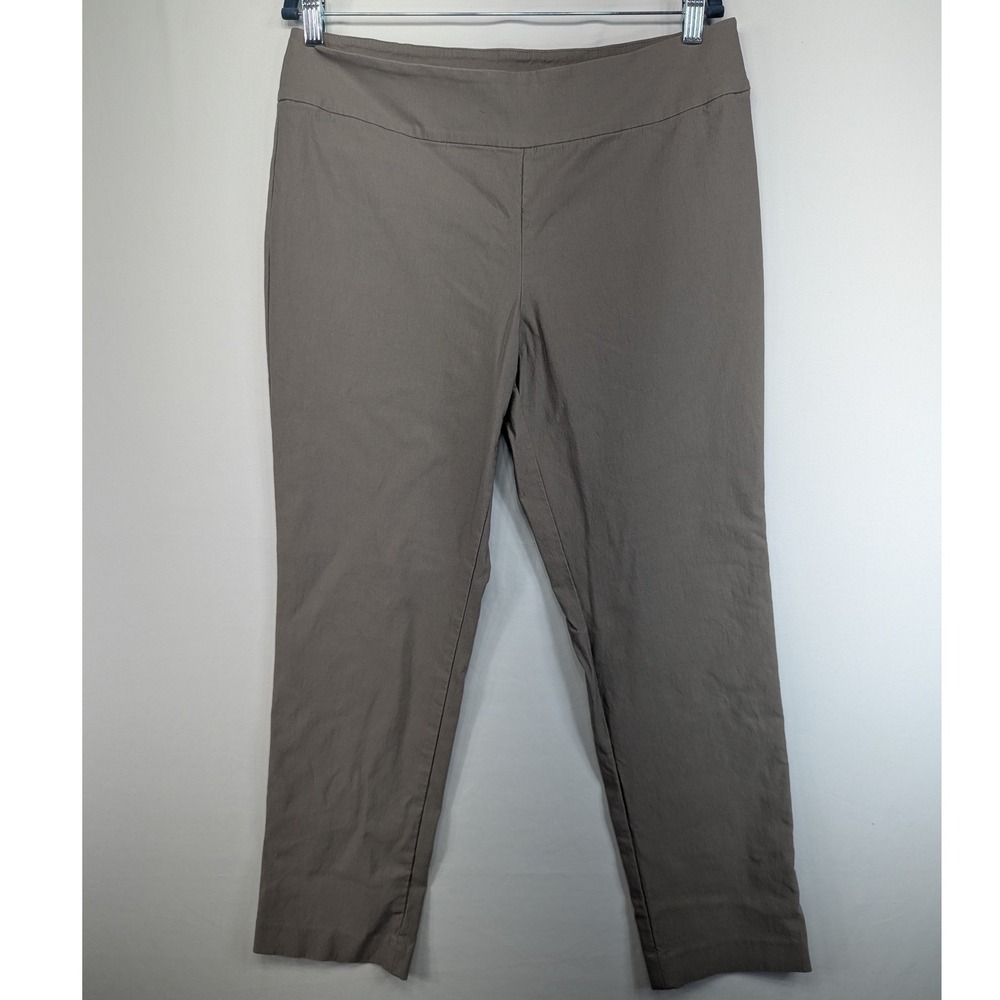 Nic+Zoe Wonderstretch Straight Leg Pants Taupe Brown Size 14 Pull On Workwear